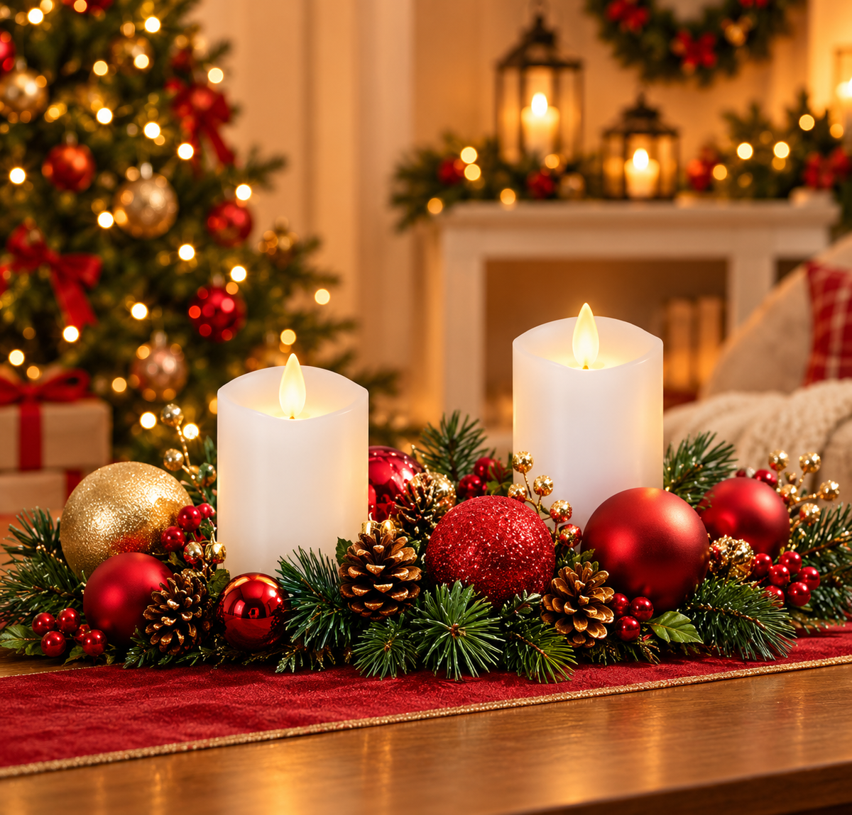 Flameless LED Moving Flame Pillar Candles – Set of 3