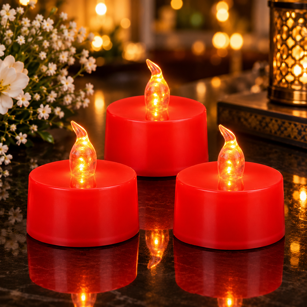 12 Pack Green Flameless Tea Light Candles – 100+ Hours