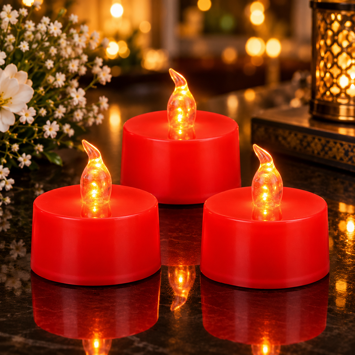12 Pack Green Flameless Tea Light Candles – 100+ Hours
