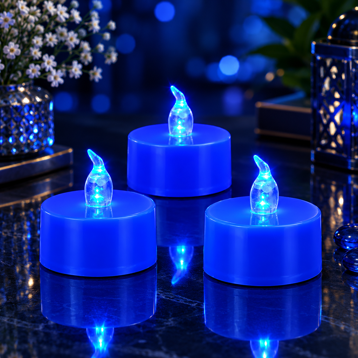 12 Pack Green Flameless Tea Light Candles – 100+ Hours