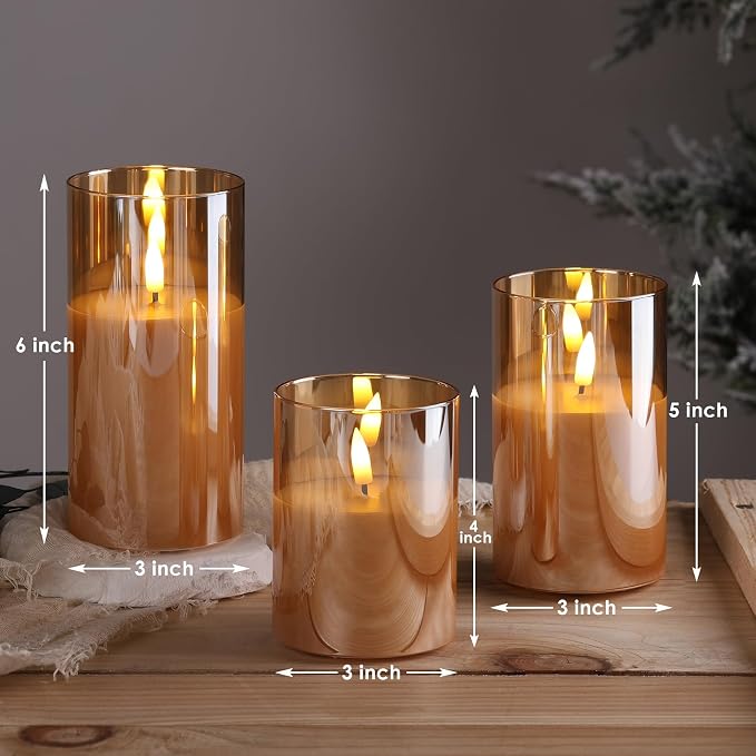 Flameless Pillar Candles with Remote – Set of 3