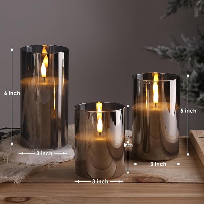 Flameless Pillar Candles with Remote – Set of 3