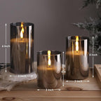 Flameless Pillar Candles with Remote – Set of 3