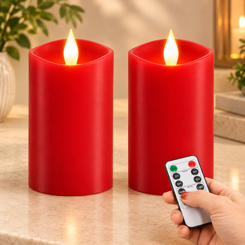 2PCS Flameless Candles with Remote Control, 3 x 5 Inch
