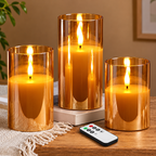 Flameless Pillar Candles with Remote – Set of 3
