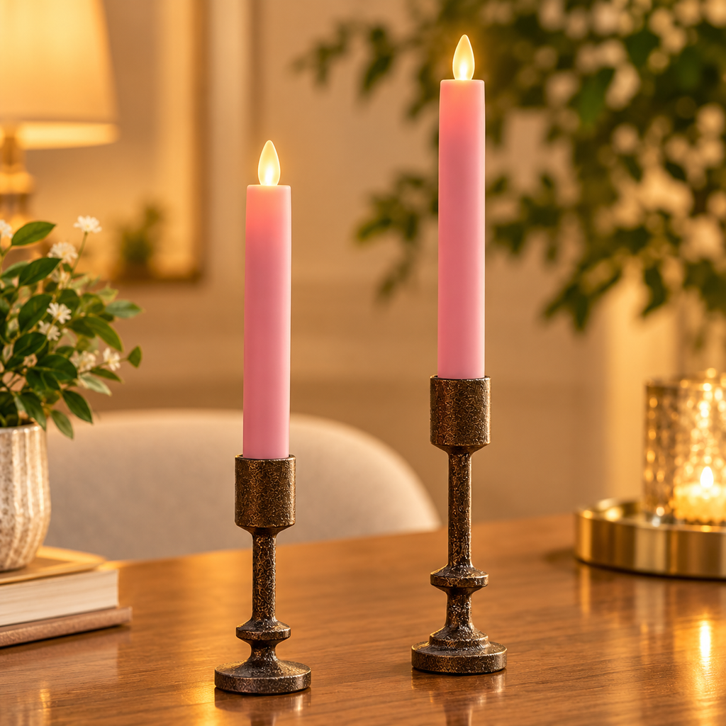 Red Flameless Taper Candles 6.75 Inch – Set of 2