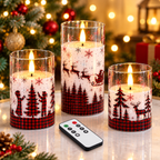 Flameless Pillar Candles with Remote – Set of 3