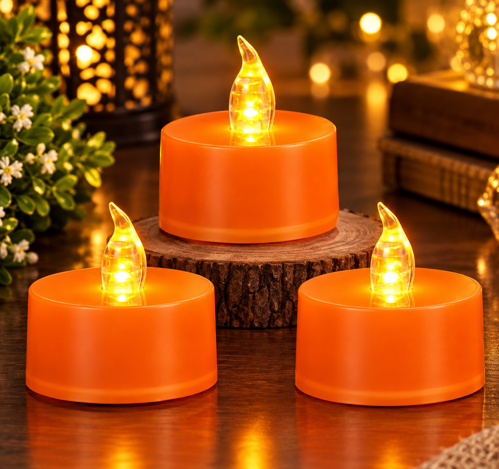 12 Pack Green Flameless Tea Light Candles – 100+ Hours