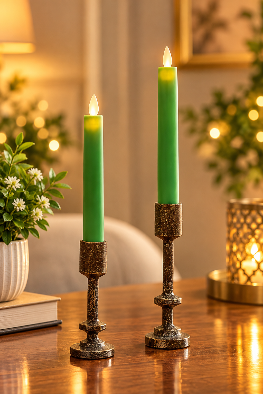 Red Flameless Taper Candles 6.75 Inch – Set of 2