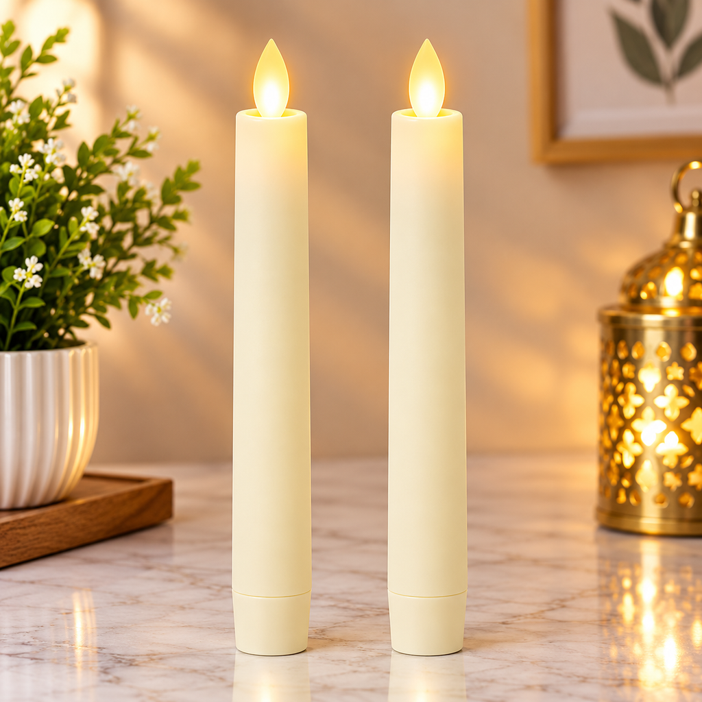 Red Flameless Taper Candles 6.75 Inch – Set of 2