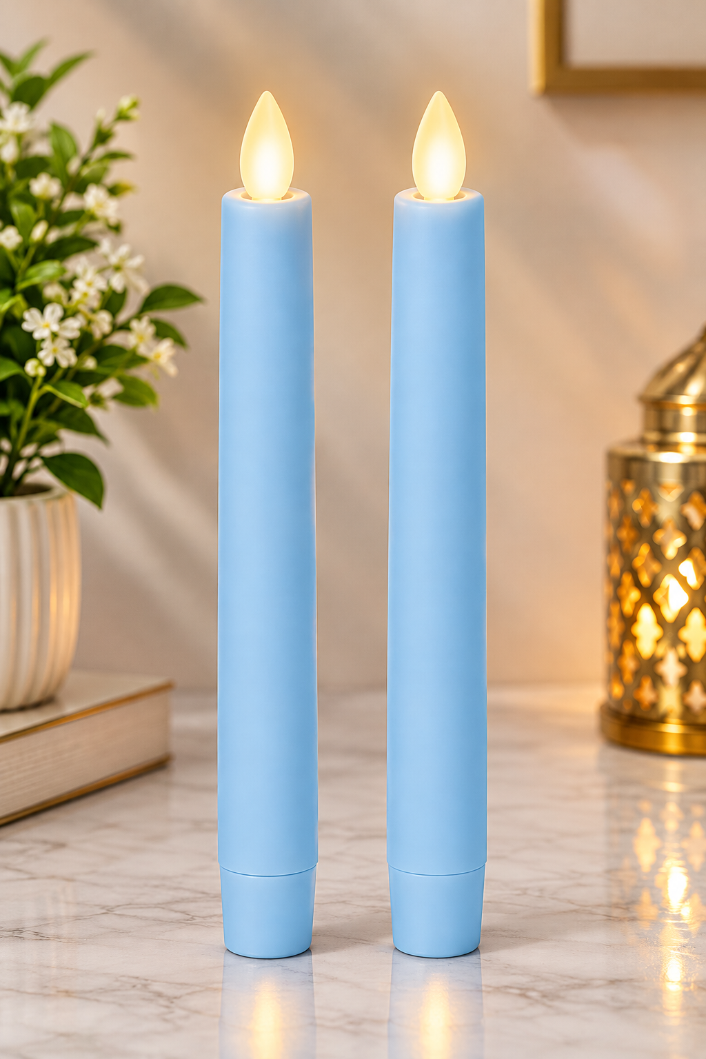 Red Flameless Taper Candles 6.75 Inch – Set of 2